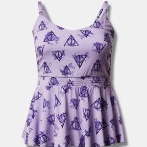 NWT Size 1 Torrid Harry Potter Deathly Hallows Purple Peplum Lenny Top 14-16
